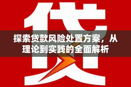 顺昌探索贷款风险处置方案，从理论到实践的全面解析